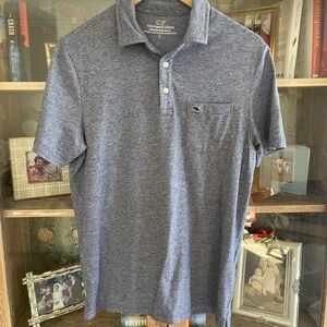 Vineyard Vines Men's Heather Blue Pocket Polo